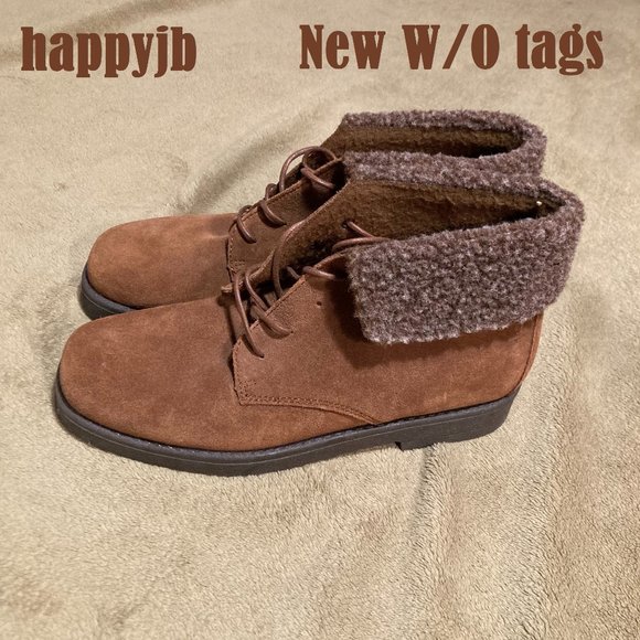 NWOT Vintage Leather Craft Brown Suede Leather Ankle Boots Size 8.5M - Picture 3 of 12